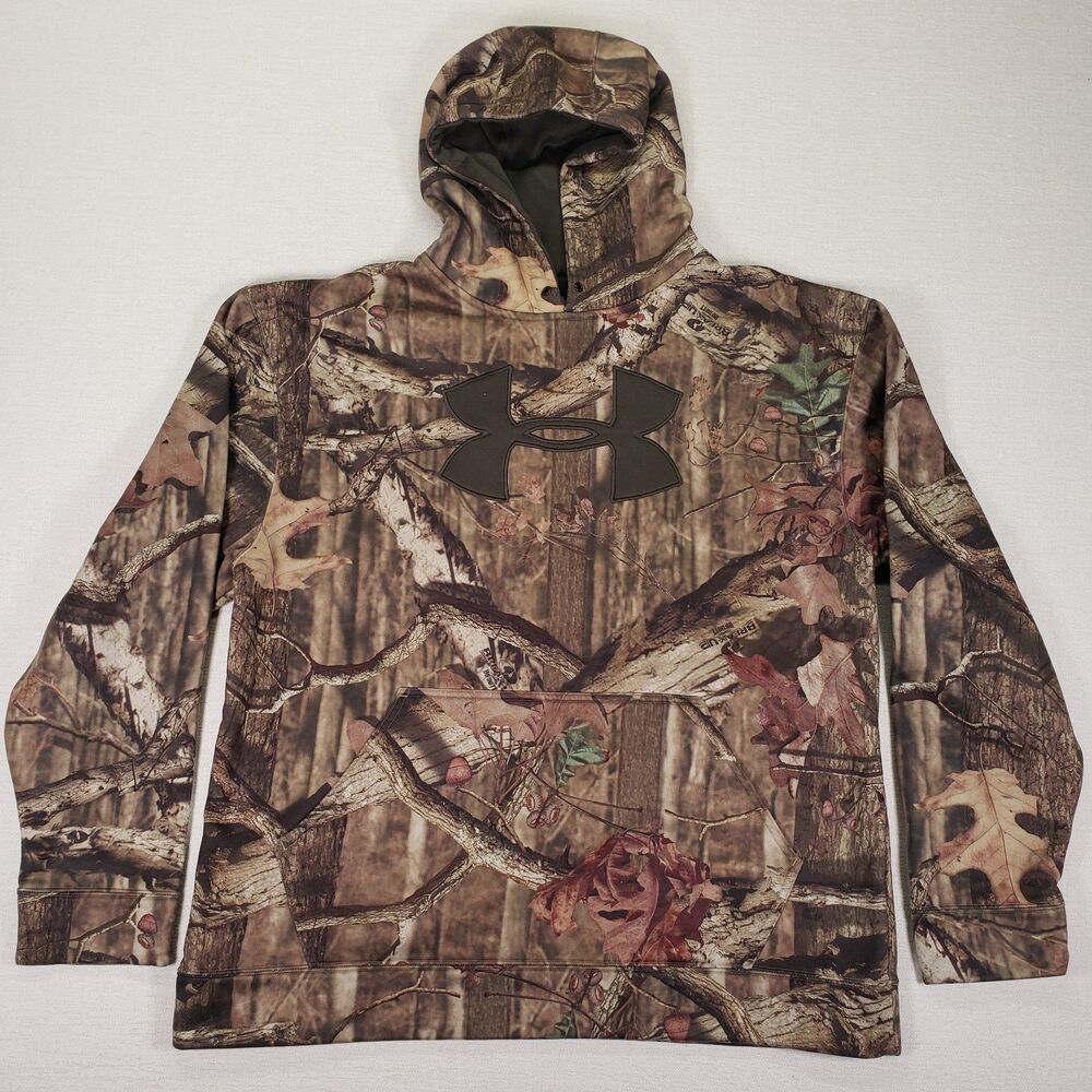 Under Armour Mens Large Camo Hoodie Realtree Break-up Infinity Big Logo Hunting